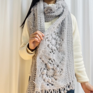 【造物即视】山雾三万三围巾材料包 雪宝绒羊毛混纺手编线围巾diy