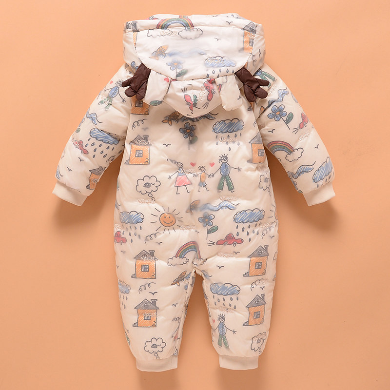 女宝婴儿连体羽绒服宝宝羽绒连体衣加厚幼童羽绒外出爬服冬季男宝