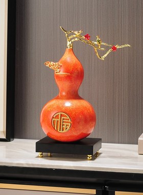 家居新中式柿子乔迁新居玄关客厅装饰品禅意电视柜轻奢鹿高档摆件