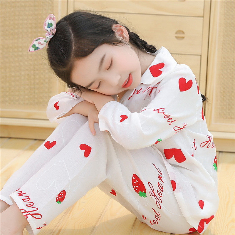 儿童睡衣夏季薄款长袖纯棉套装男童宝宝春秋空调服家居服纱布棉纱