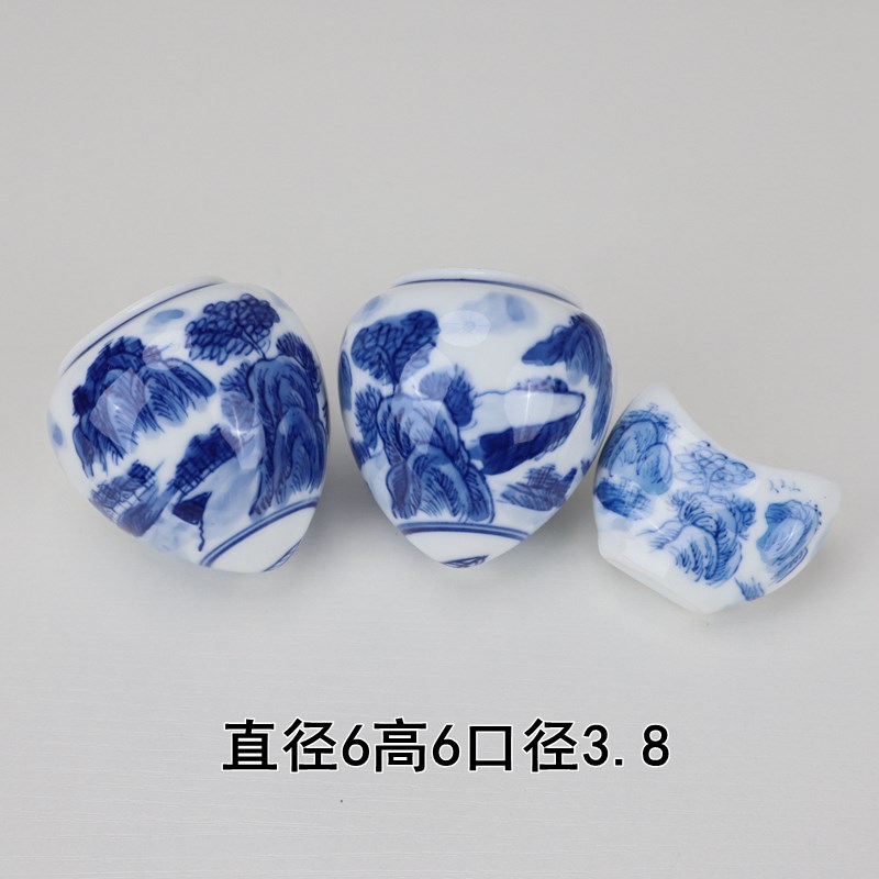 画眉鸟食罐青花鸟杯杯子瓷碗八哥蜡嘴高白鸡心手绘山水竹鸟笼配件