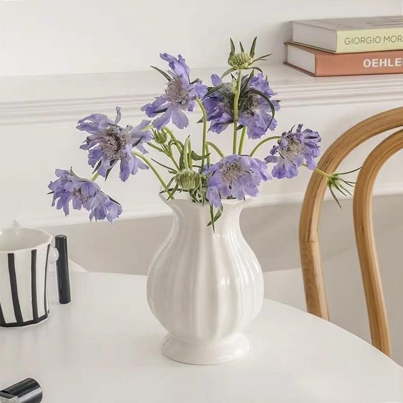 法式陶瓷花瓶轻奢高级感插花复古玫瑰芍药鲜花客厅摆件白色欧式小