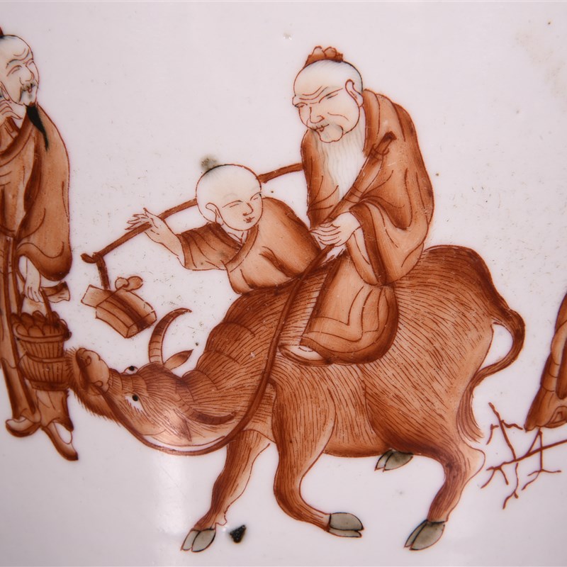 大清乾隆年制矾红描金群仙祝寿纹香炉笔筒