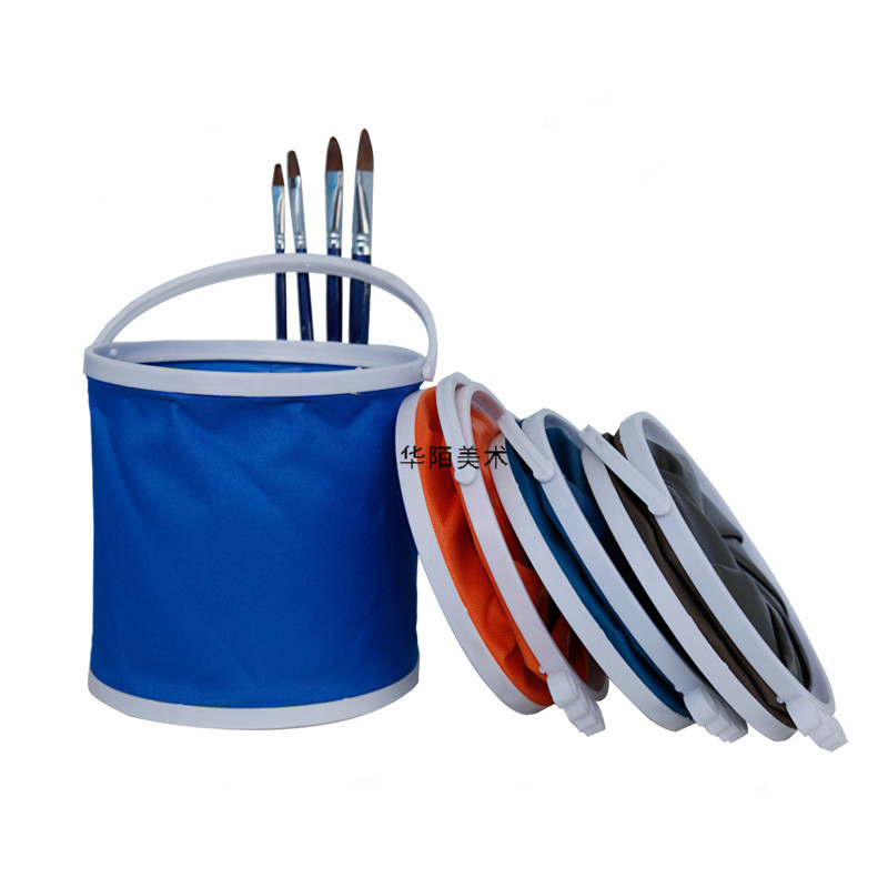 大号硬底洗笔筒 便携式水彩水粉油画涮笔美术水桶 折叠画画洗笔桶