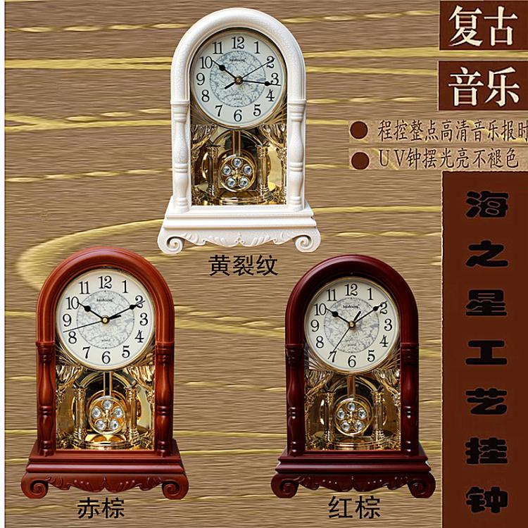 新品座钟台钟摆件客厅复古静音时钟中式老式摆钟大号报时欧式钟表