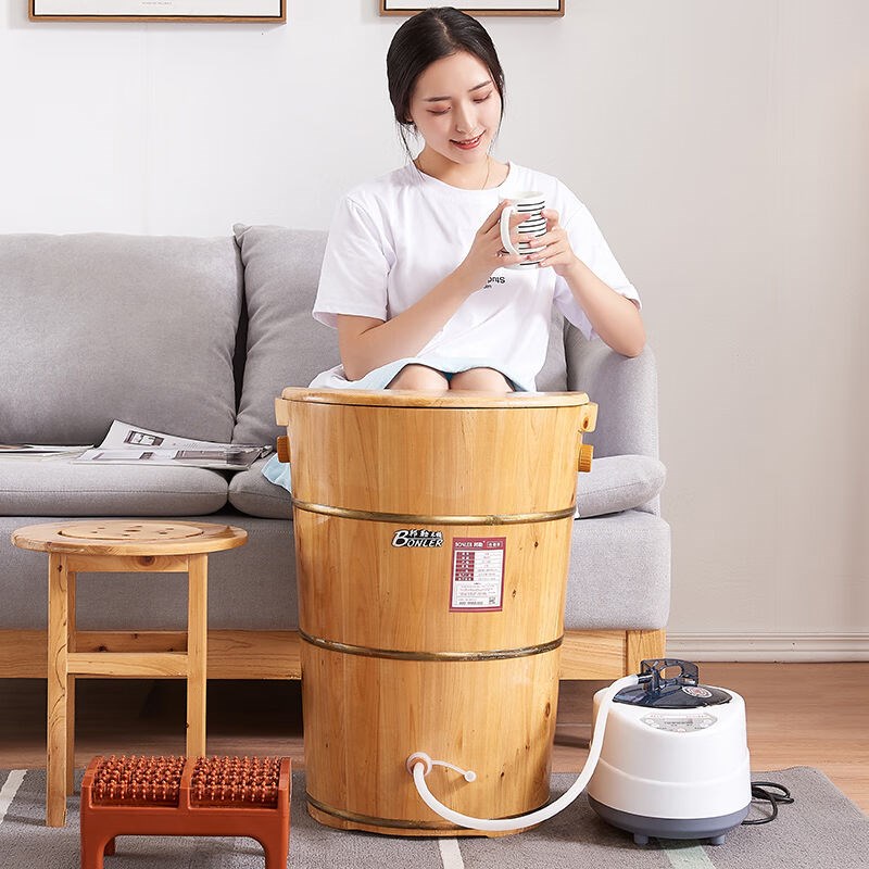 好运马熏蒸泡脚桶木质家用蒸汽足浴桶木桶加高加深过小腿汗蒸养生