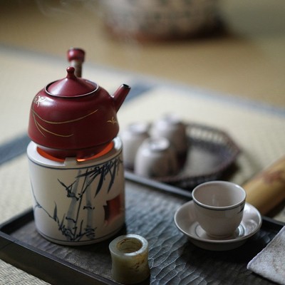 梵山堂陶壶酒精炉煮茶器网红花茶侧把壶单人小套二人旅行茶具套装