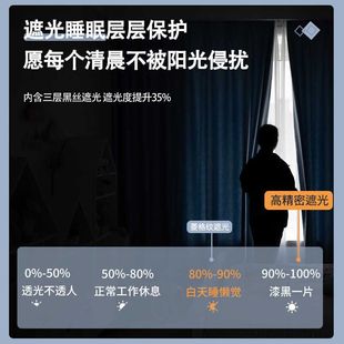 客厅卧室简约全加厚挂钩式 遮光窗帘成品2021新款 遮阳布防晒免打孔