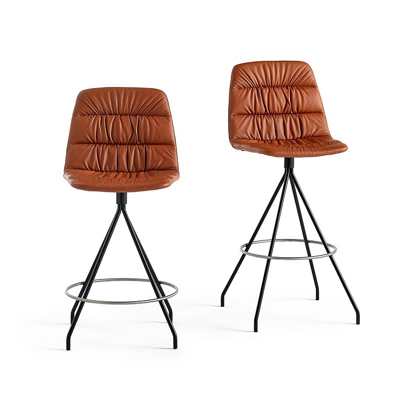 简艺金属可旋转家用靠背水吧椅皮艺高脚凳公共酒吧椅Maarten Stoo