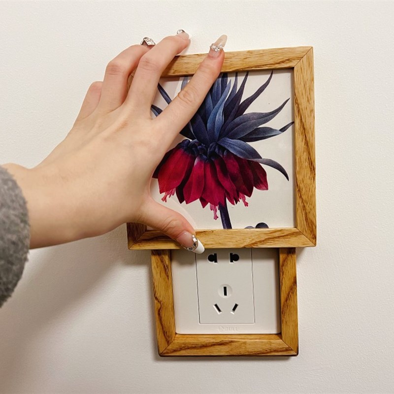 开关套铜挂钩款实木黑胡桃木包围款开关装饰框!