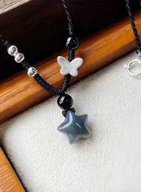 手工编织五角星蝴蝶串珠锁骨链