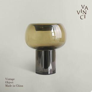 范琦现代可及豪华绿色玻璃花瓶装饰品高端中世纪水培花器客厅茶几