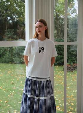 MINGSI×JEEN精白色字母短袖T恤JC101140302