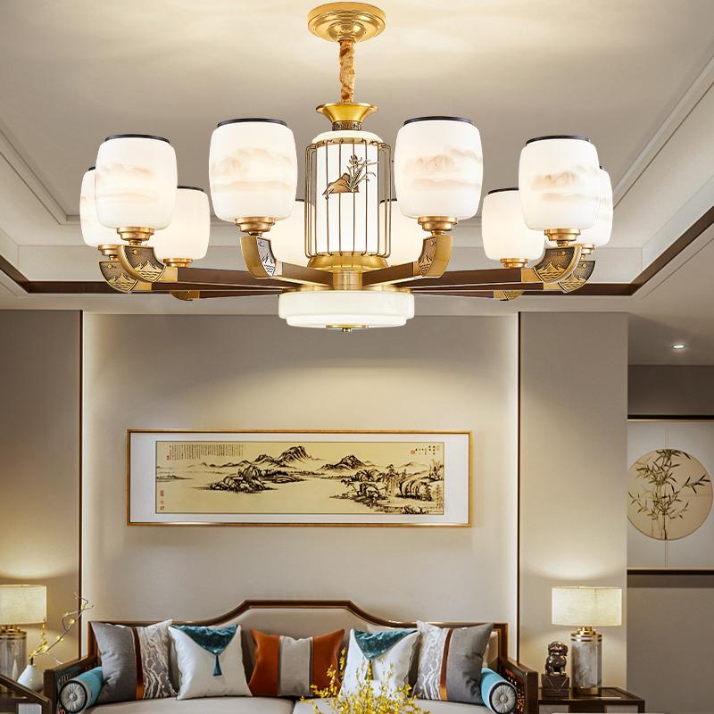 真玉石别墅客厅灯大气