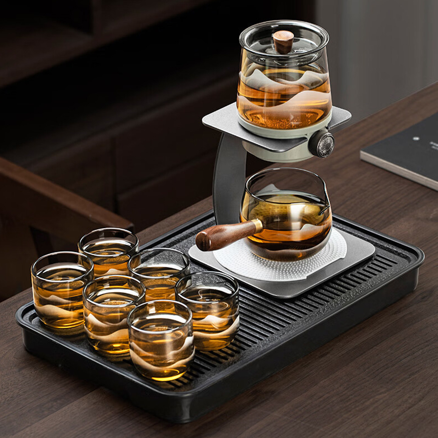 高档玻璃自动茶壶茶具套装家用轻奢泡茶神器懒人专用茶滤茶漏茶杯,餐饮具,整套茶具,淘宝优惠券,粉丝福利购,淘宝优惠卷