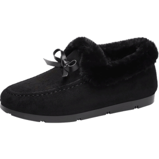 豆豆鞋女冬加绒保暖老北京布鞋软底一脚蹬防滑时尚懒人新款毛毛鞋