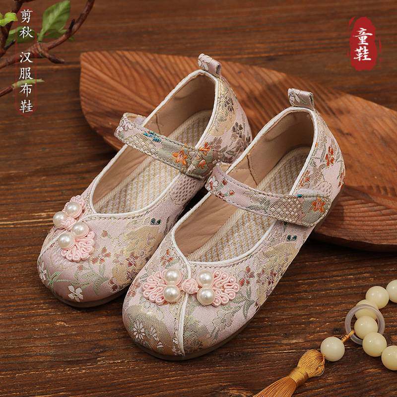 汉服鞋子女童夏季古风老北京刺绣