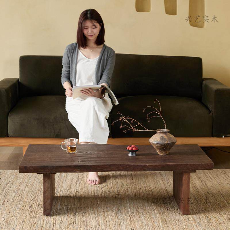 侘寂风复古风自然风化老木材实木做旧茶几家用商用客厅设计师茶台