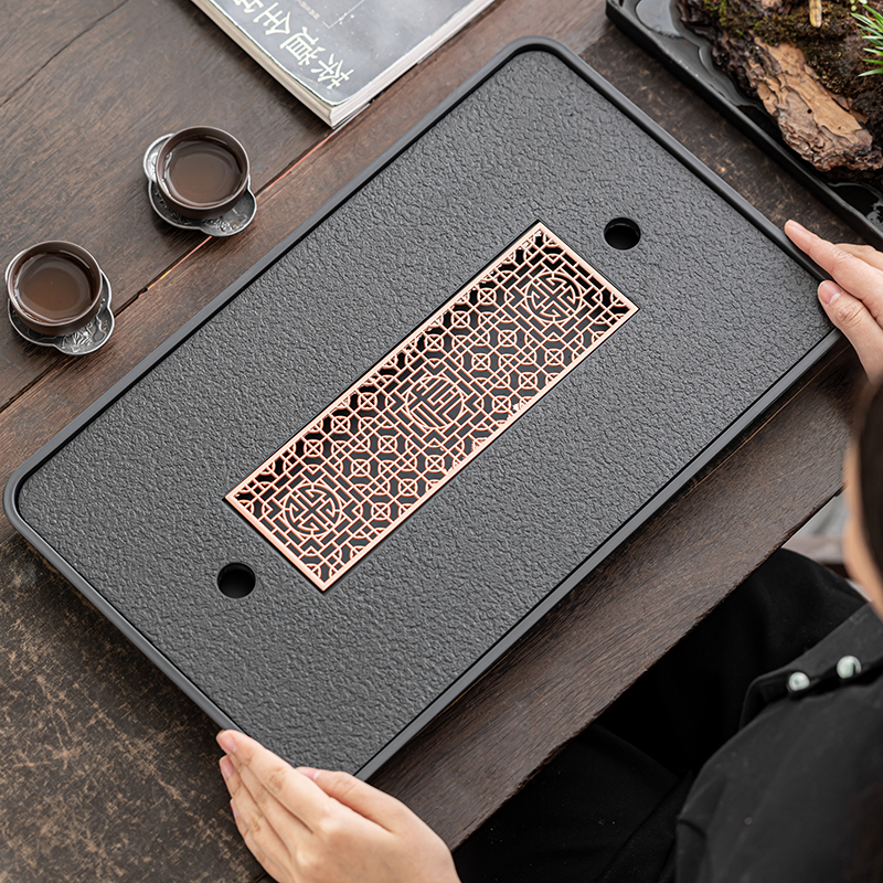 小型茶盘家用茶托盘2025新款客厅高档仿乌金石茶海茶具干泡小茶台