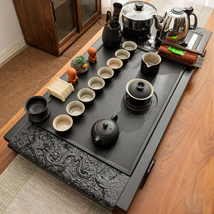 全自动烧水壶一体整套茶盘家用客厅泡茶台石面大茶海 功夫茶具套装