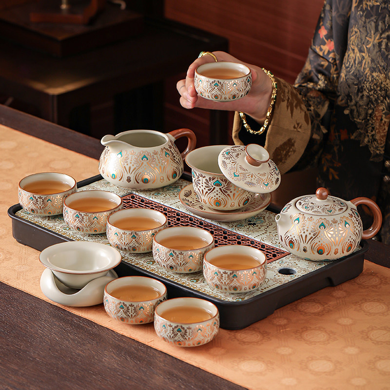 2026新款汝窑功夫茶具套装家用轻奢高档泡茶壶茶杯干泡盘喝茶整套
