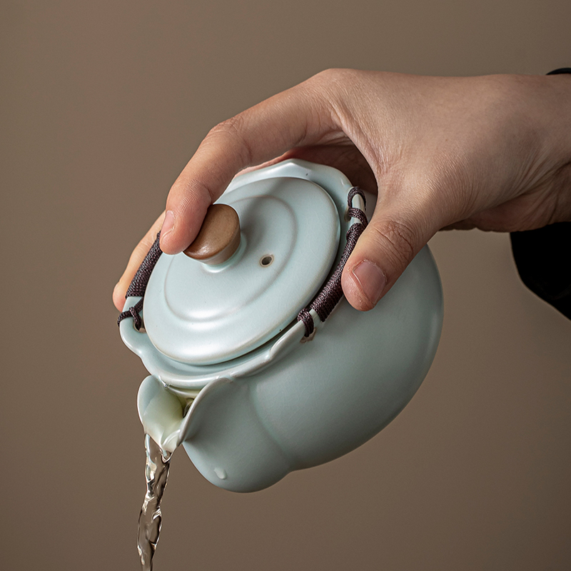 汝窑手抓壶茶具套装家用高档轻奢陶瓷泡茶壶茶杯茶壶茶具一整套