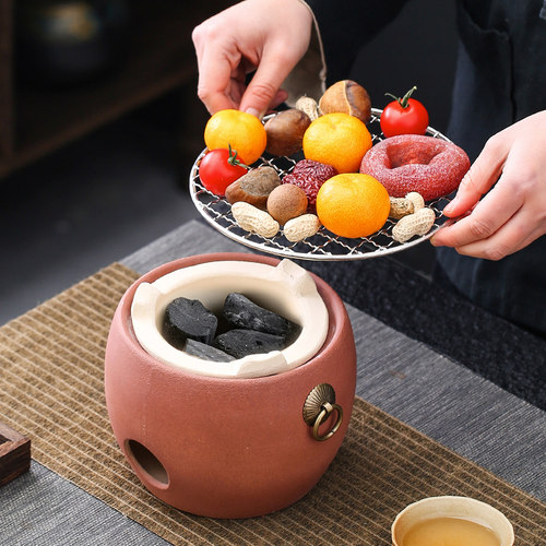 围炉煮茶家用室内老式烧烤炉打边炉网红烤火炉子木炭泥炉户外碳炉
