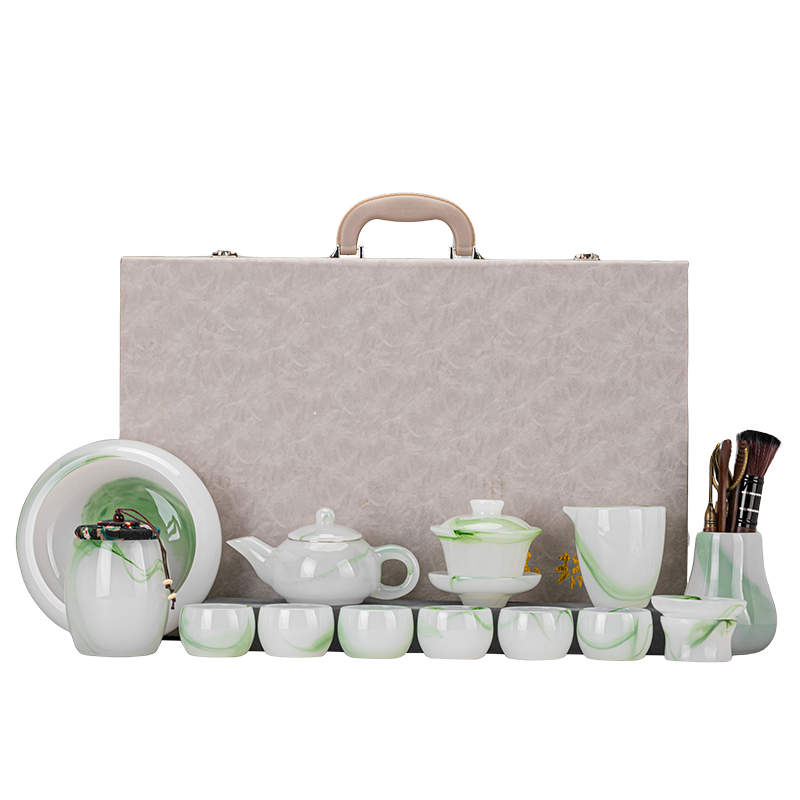 羊脂玉瓷琉璃功夫茶具轻奢礼盒