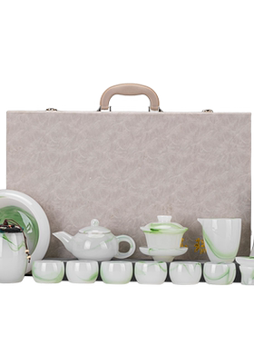 羊脂玉瓷琉璃功夫茶具轻奢礼盒