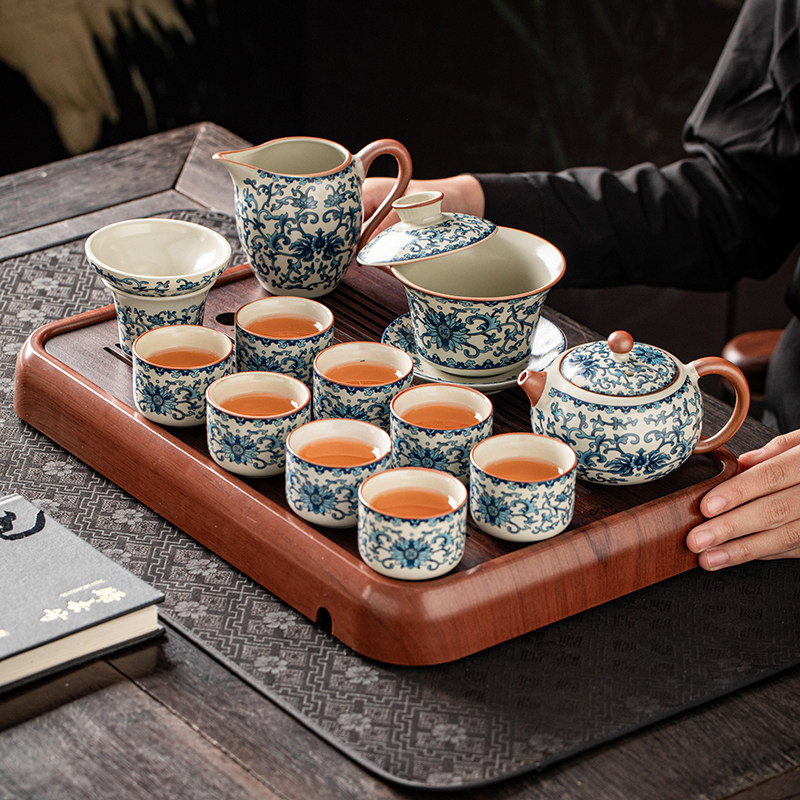 汝窑功夫茶具套组家用2024新款办公室喝茶泡茶盖碗茶壶茶杯子套装