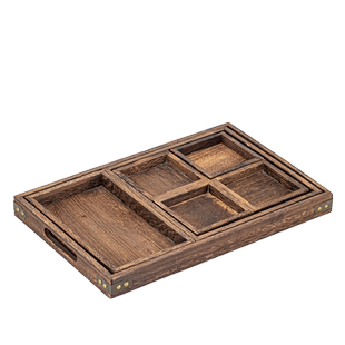 围炉煮茶茶点盘家用中式桐木质零食干果小吃托盘下午点心果宫格盘