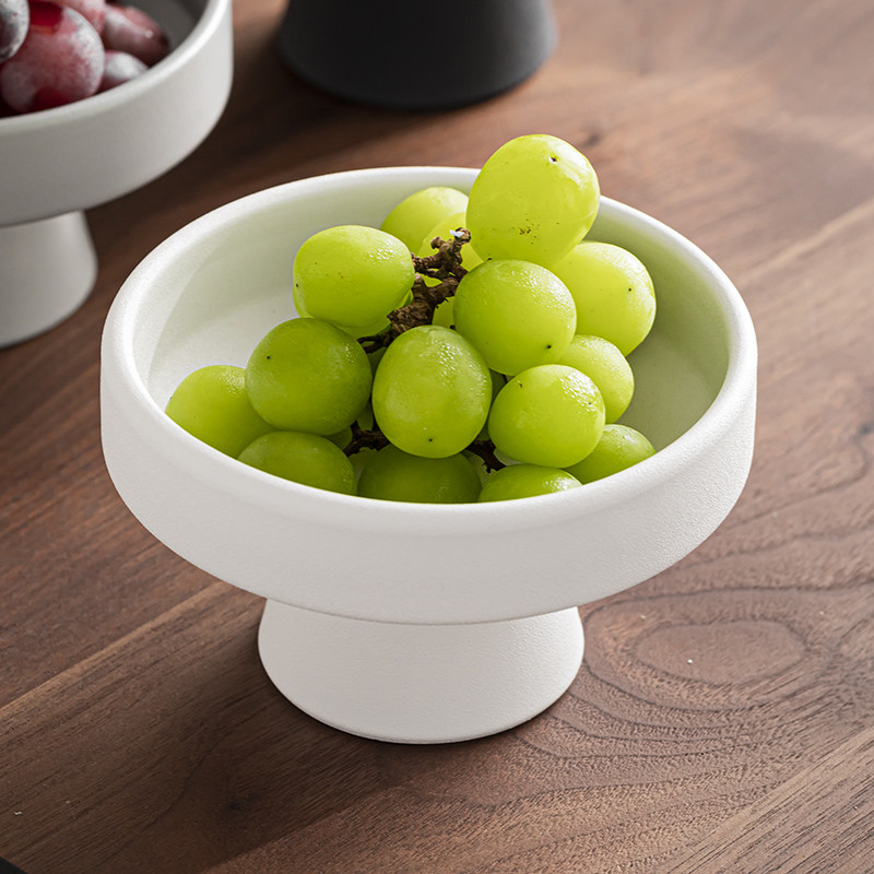 简约现代日式茶点盘高脚水果盘创意小碟子亚光点心干果碗陶瓷托盘