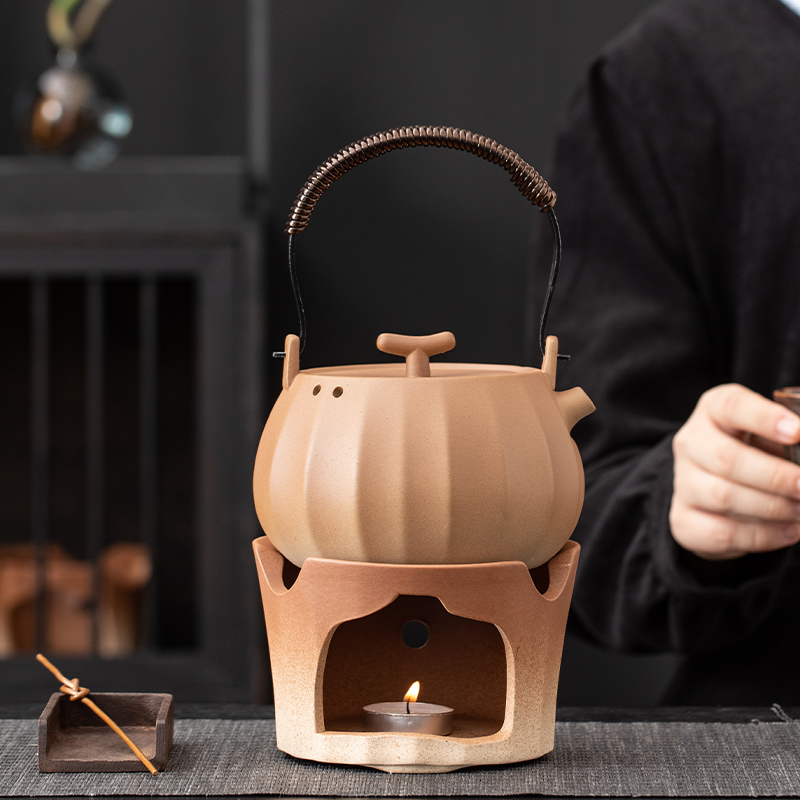 南瓜提梁壶粗陶泡茶壶单壶蜡烛温茶炉底座家用围炉煮茶暖茶小火炉
