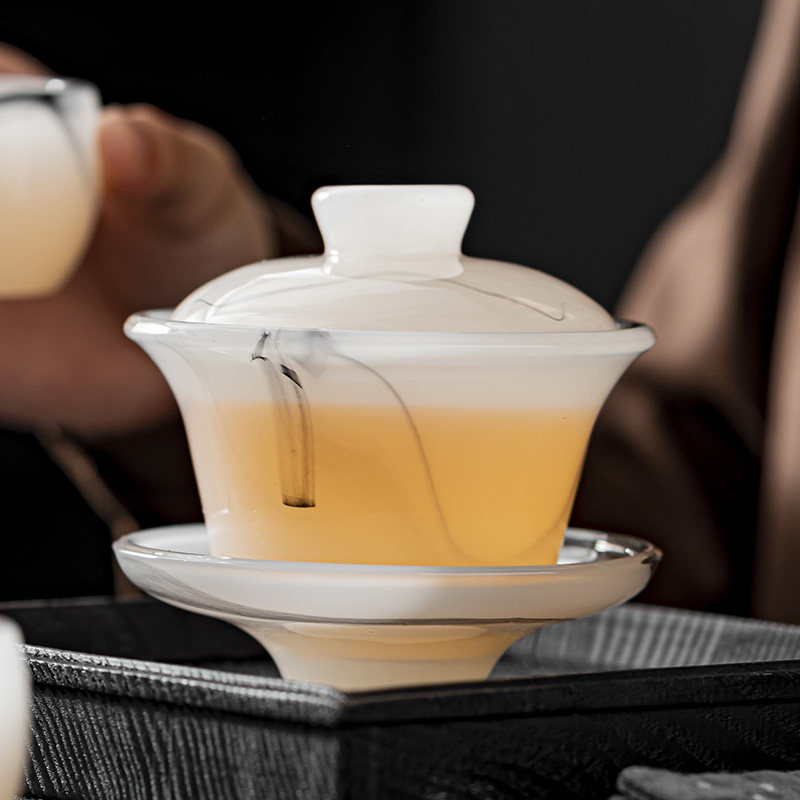 白玉琉璃三才盖碗茶杯单个家用高端玉瓷功夫茶具泡茶器防烫敬茶碗,餐饮具,盖碗,淘宝优惠券,粉丝福利购,淘宝优惠卷