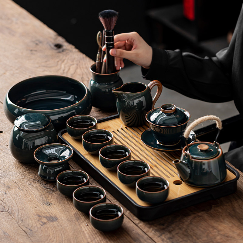 2026新款哥窑功夫茶具套装陶瓷茶壶盖碗茶杯茶盘轻奢高档家用喝茶
