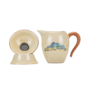 汝窑公道杯三件套开片可养陶瓷茶海单个功夫茶具匀茶杯分茶器配件