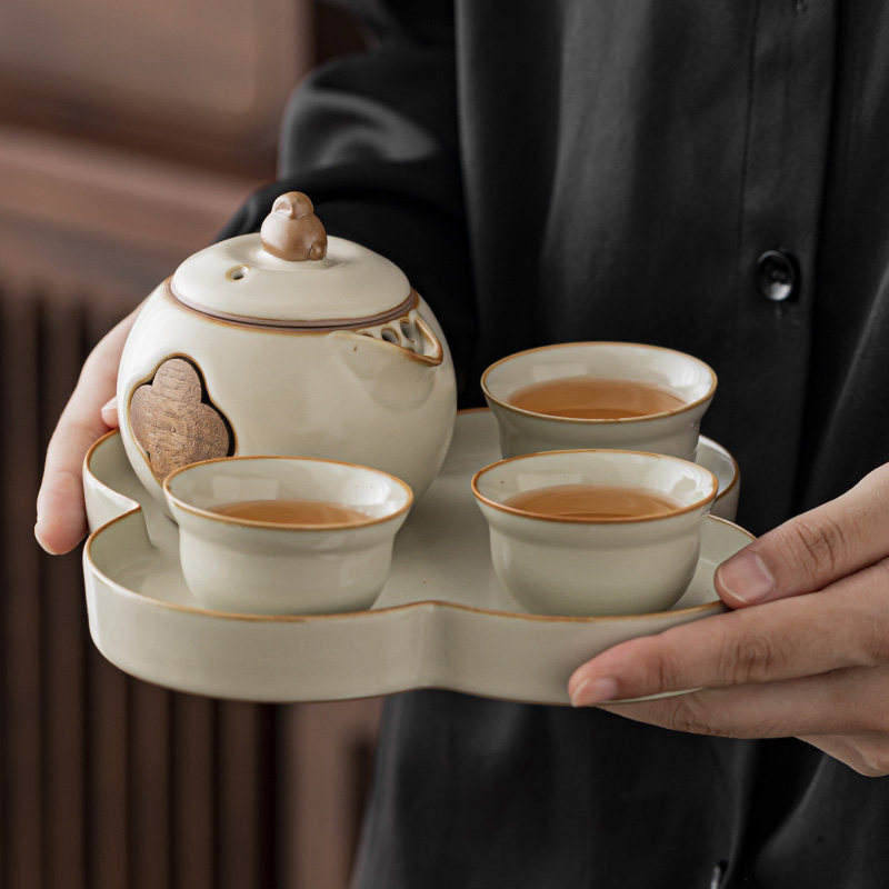 2026新款汝窑功夫茶具套组家用轻奢高档干泡茶盘防烫手抓壶小套装