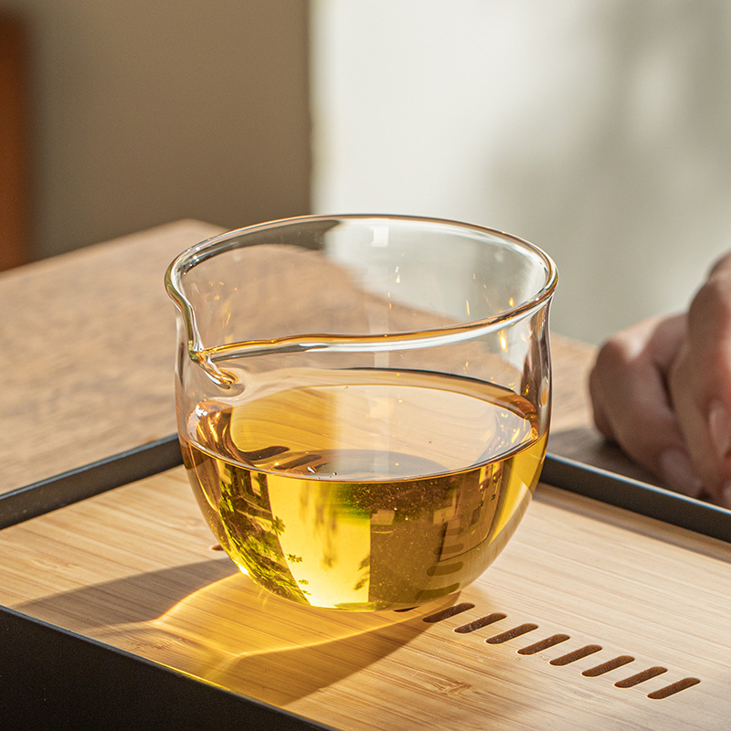 日式玻璃公道杯公杯加厚耐热透明分茶器小号家用匀杯功夫茶具配件