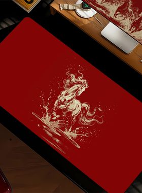 2026马年鼠标垫高级感红色定制超大号老板办公桌垫电竞游戏键盘垫