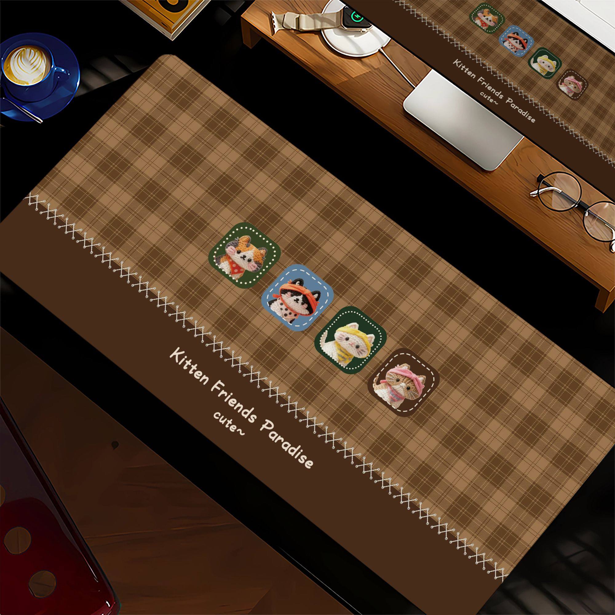 美拉德复古小猫鼠标垫女生高颜值秋冬超大号办公家用电脑键盘桌垫,电脑硬件/显示器/电脑周边,鼠标垫/贴/腕垫,淘宝优惠券,粉丝福利购,淘宝优惠卷