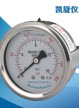 耐震压力表YN60ZK 卡子式 面板安装轴向水压油压M14*1.5 2分