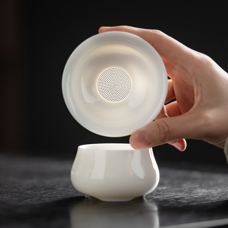 羊脂玉白瓷茶漏茶滤茶叶过滤滤茶器茶水分离茶隔茶具配件