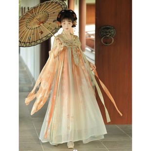 超仙古装 原创 齐胸襦裙刺绣日常春夏季 汉服女唐制破袖 全套 花瑶