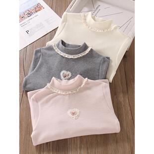 女童打底衫内搭德绒半高领秋冬季长袖T恤小女孩贴身甜美韩系上衣