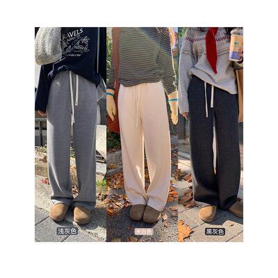 一三亮品小修身裤500g丝绒加厚窄阔腿裤直腿拖地运动裤冬季女式