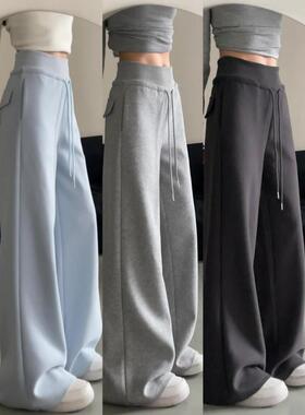 180高个子175加长美式运动裤女高腰卫裤宽松慵懒休闲阔腿裤拖地裤