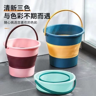 户外加厚塑料桶家用学生宿舍大号手提水桶 折叠水桶便携式
