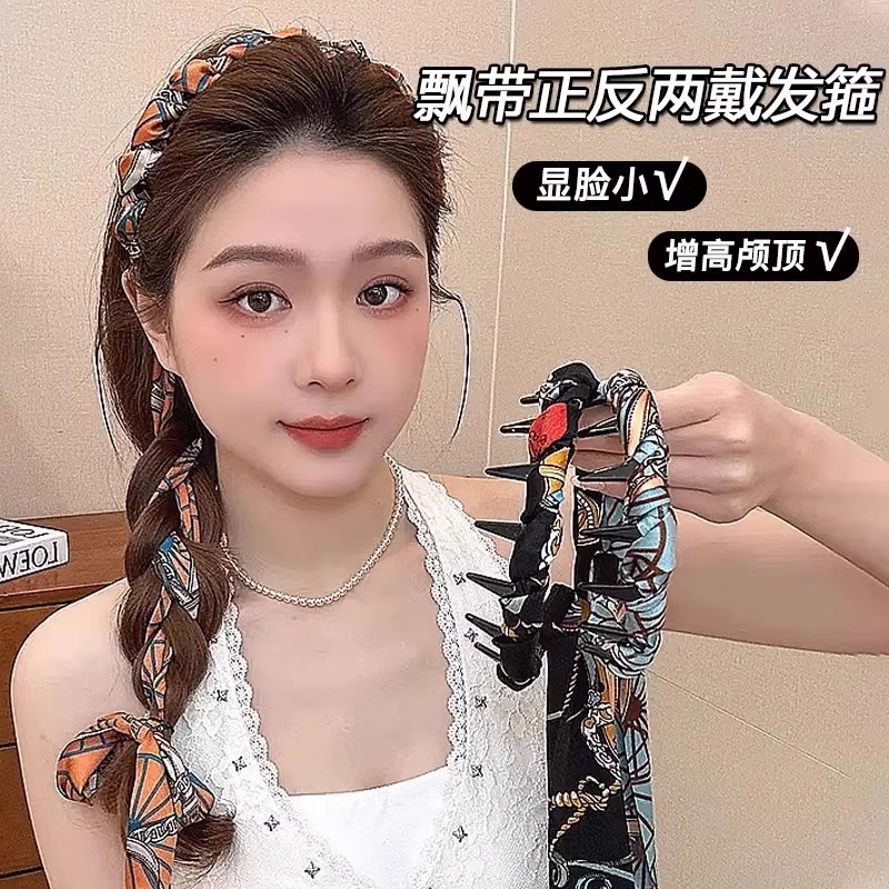 复古宫廷飘带发箍女齿梳麻花辫编发头箍高颅顶压发发卡高级感头饰