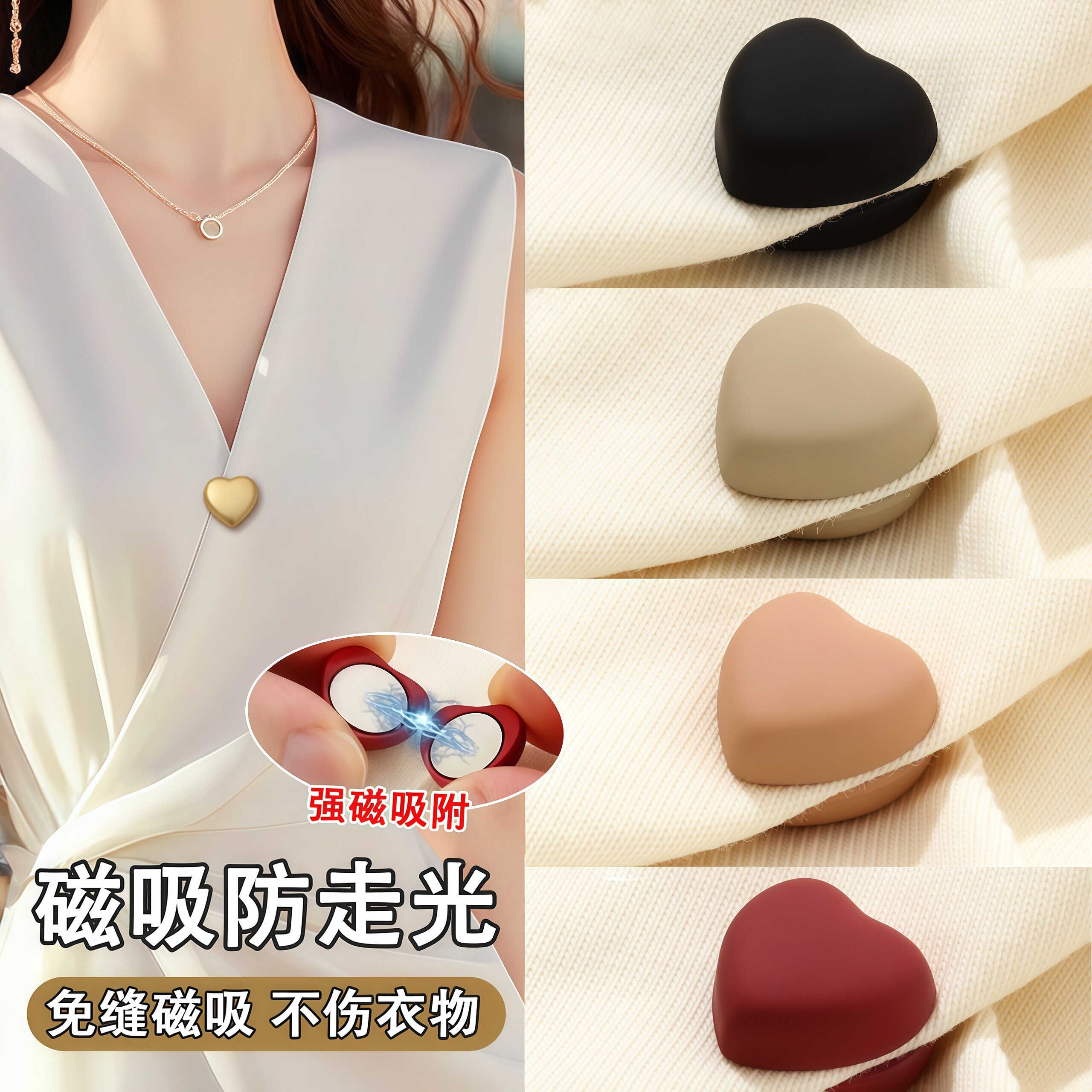 爱心磁吸防走光隐形扣