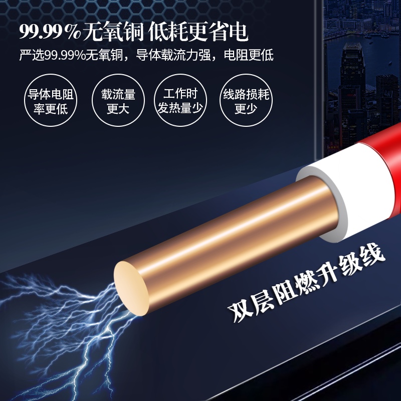 新能源电动汽车国标纯铜电线3芯 4 6 10 平方7KW充电桩电缆线